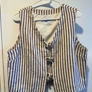 Old Navy Brown and White Striped Women's Vest